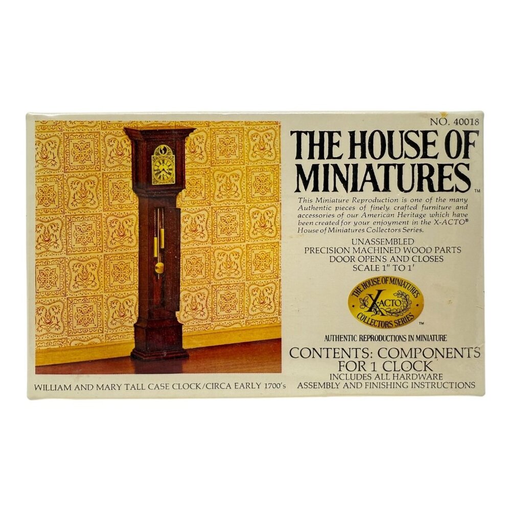 XActo The House Of Miniatures William Mary Tall Case Clock Kit 40018 Unassembled